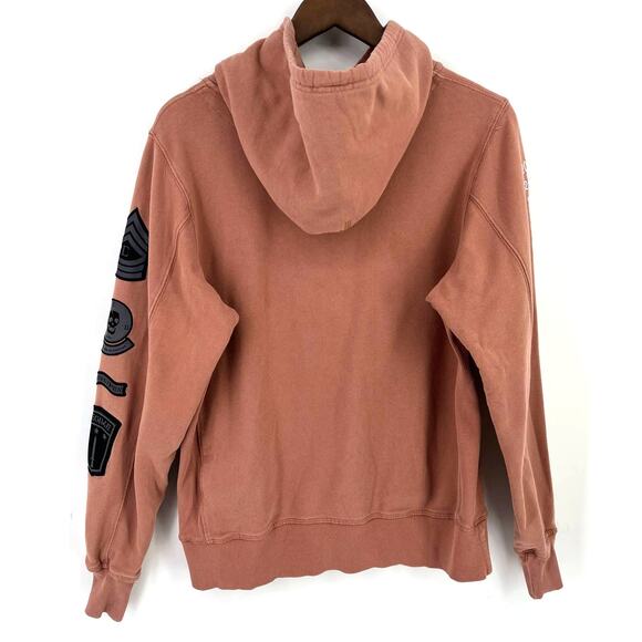 Civil Regime Eagle Dragon Military Styled Hoodie Mens Size Small Dusty Rose - Picture 6 of 8